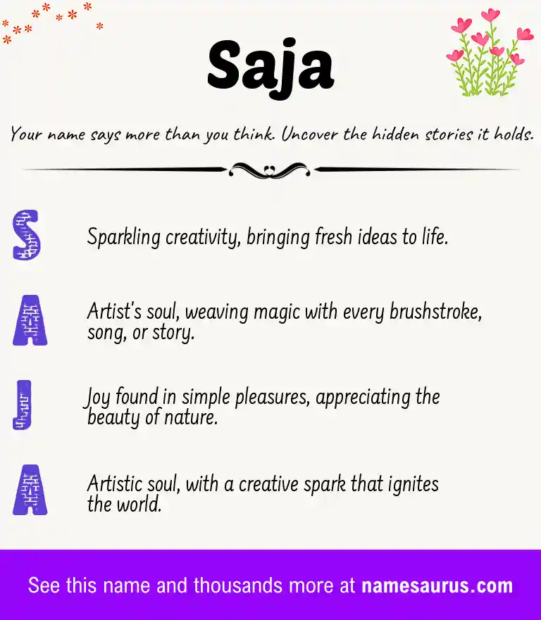 Acrostic poem about Saja.