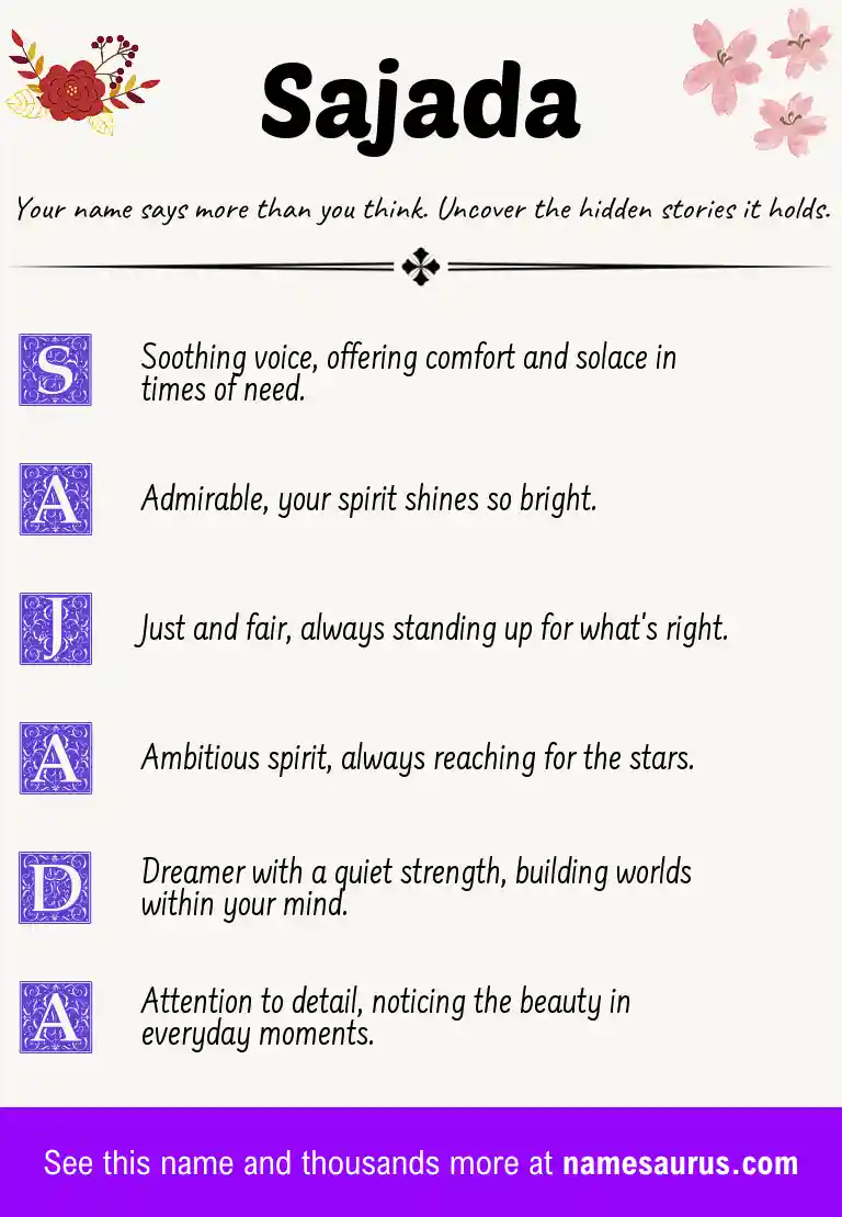 Acrostic poem about Sajada.