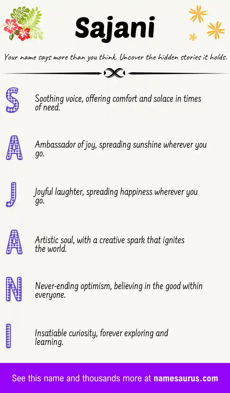 Acrostic poem about Sajani.