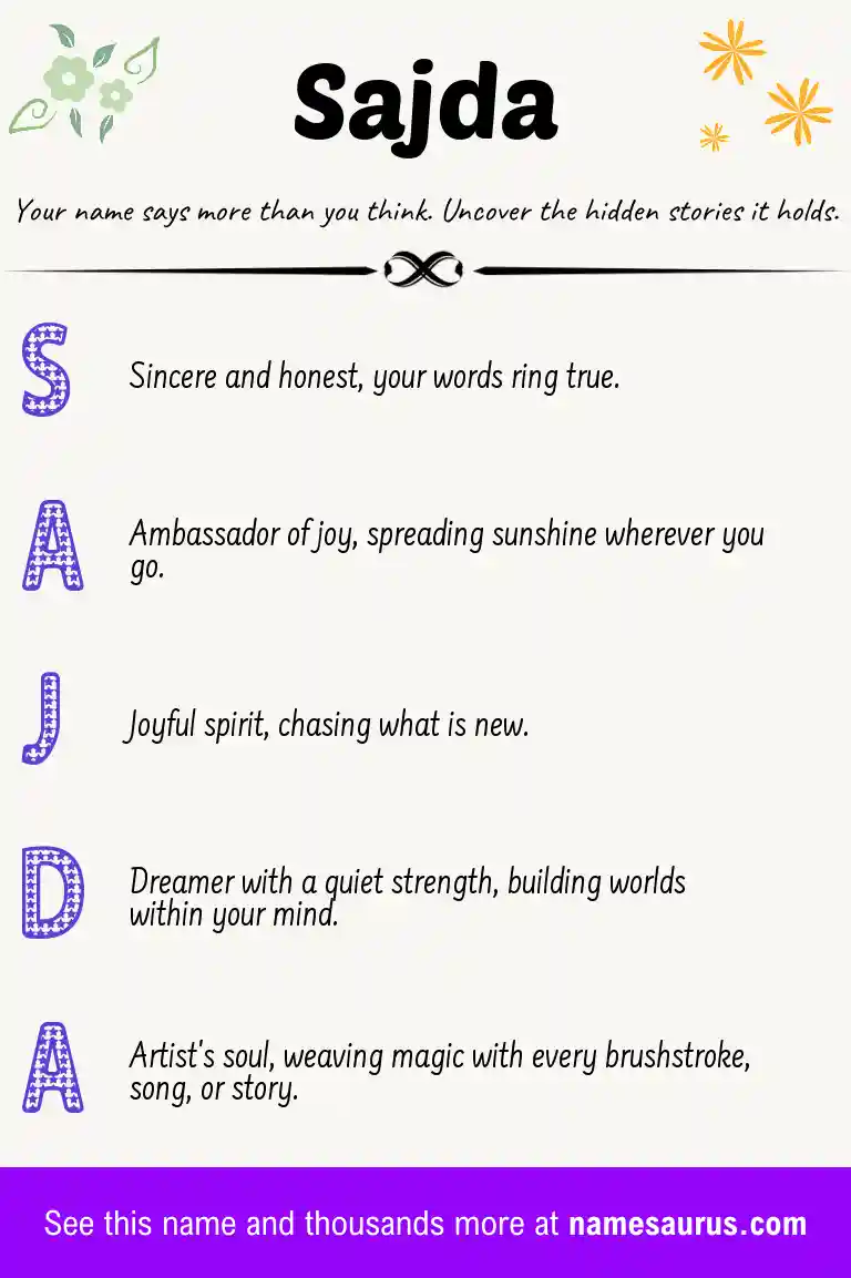 Acrostic poem about Sajda.