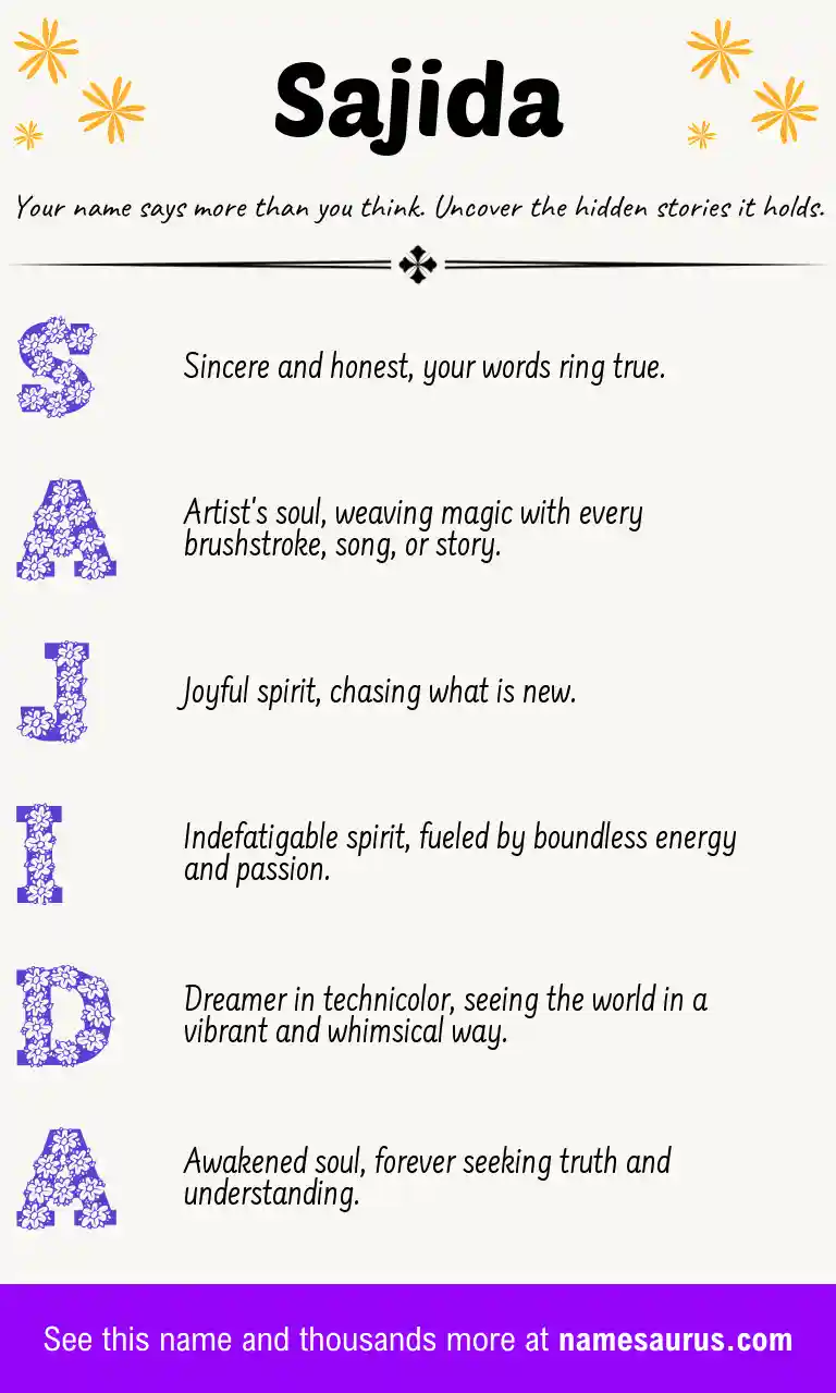 Acrostic poem about Sajida.