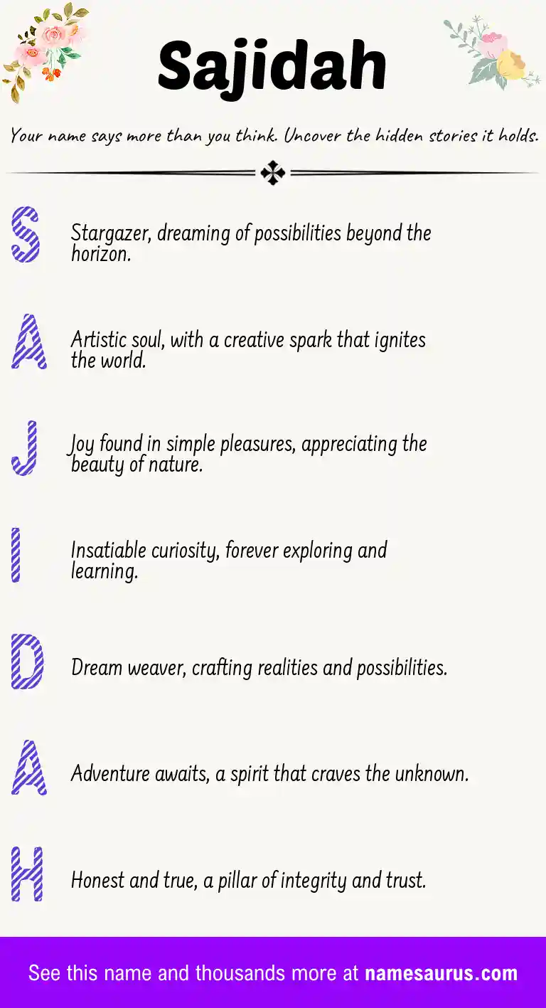 Acrostic poem about Sajidah.