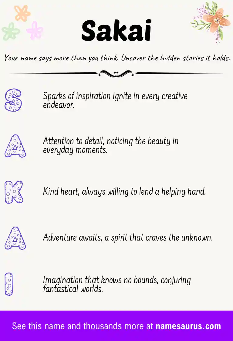 Acrostic poem about Sakai.