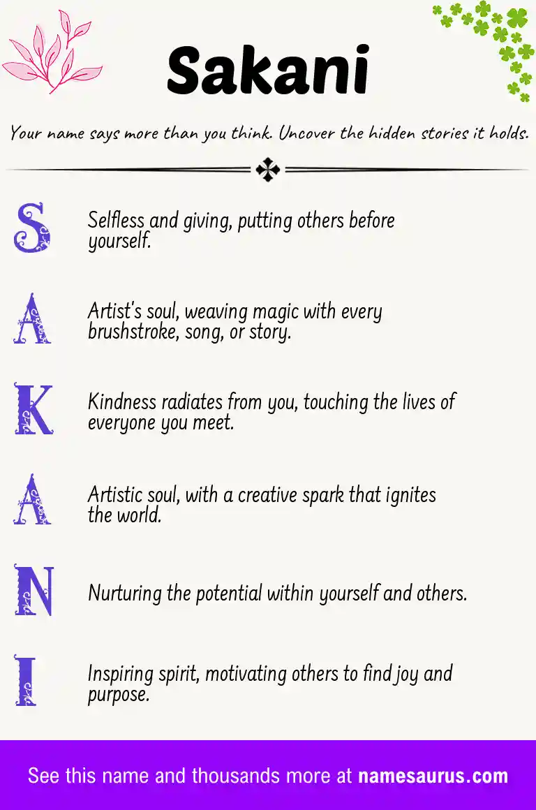 Acrostic poem about Sakani.