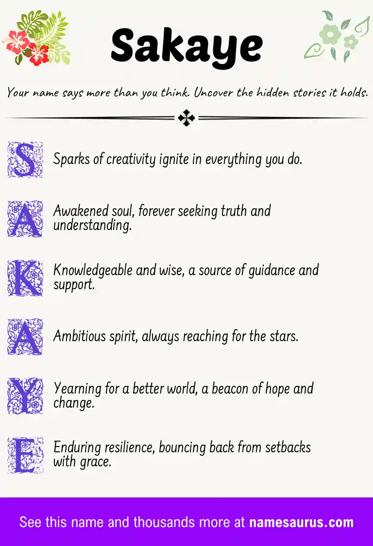 Acrostic poem about Sakaye.