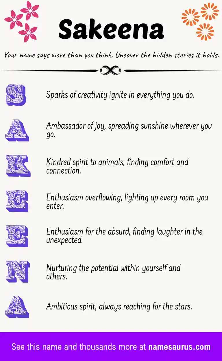 Acrostic poem about Sakeena.