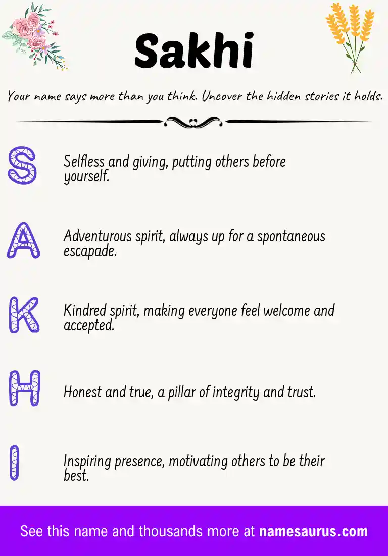 Acrostic poem about Sakhi.