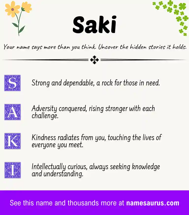 Acrostic poem about Saki.