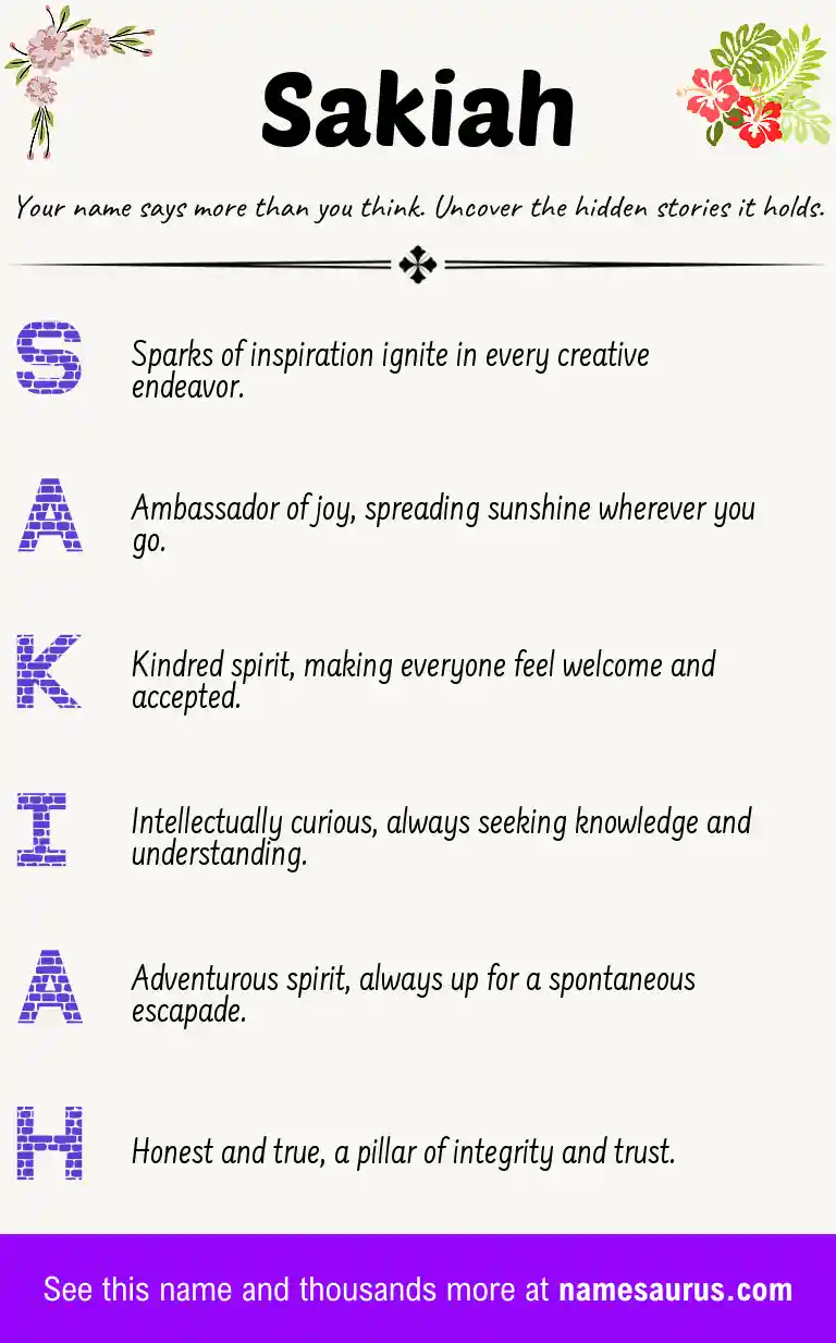 Acrostic poem about Sakiah.
