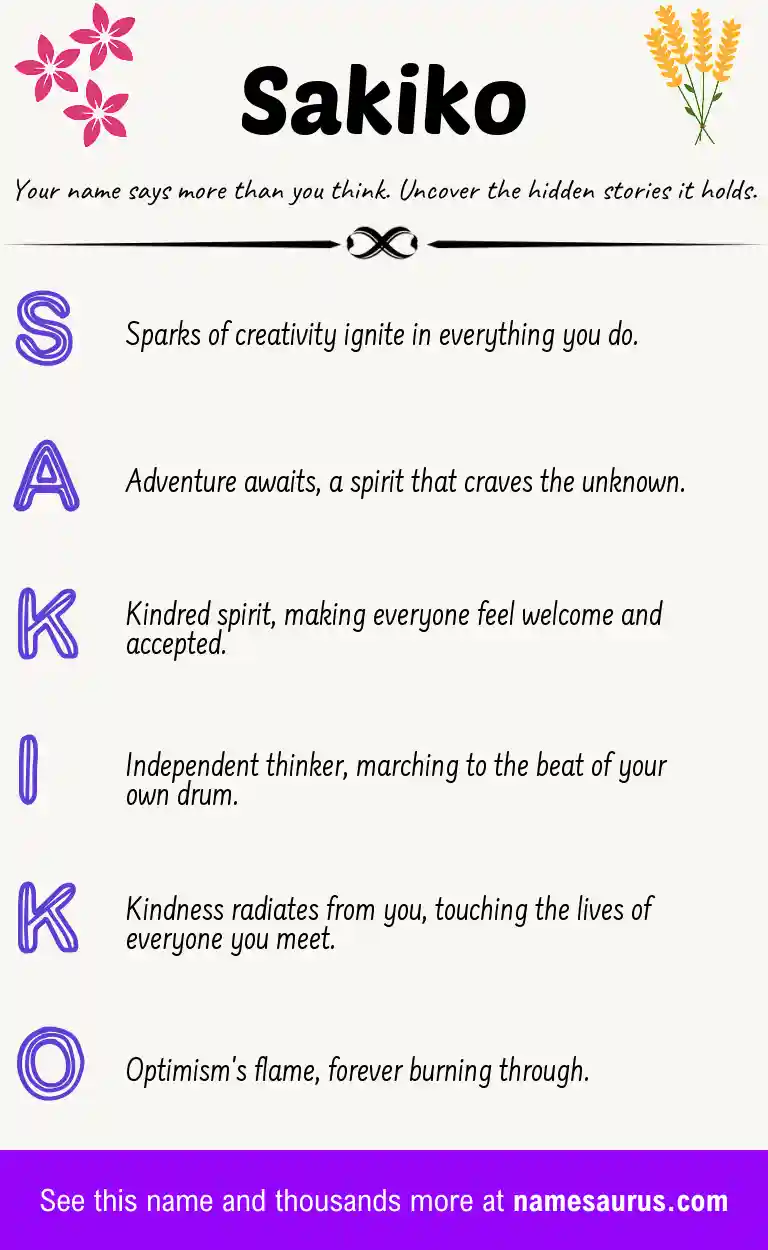 Acrostic poem about Sakiko.