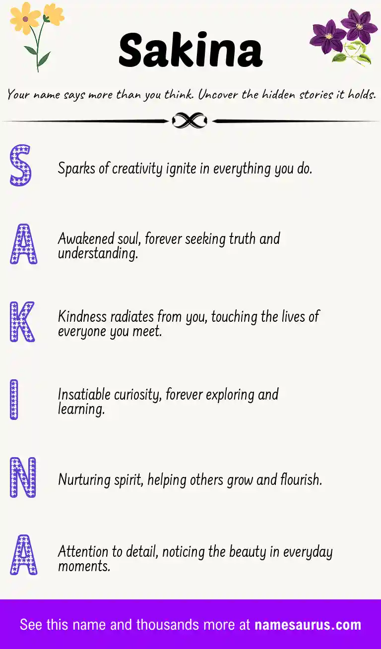 Acrostic poem about Sakina.