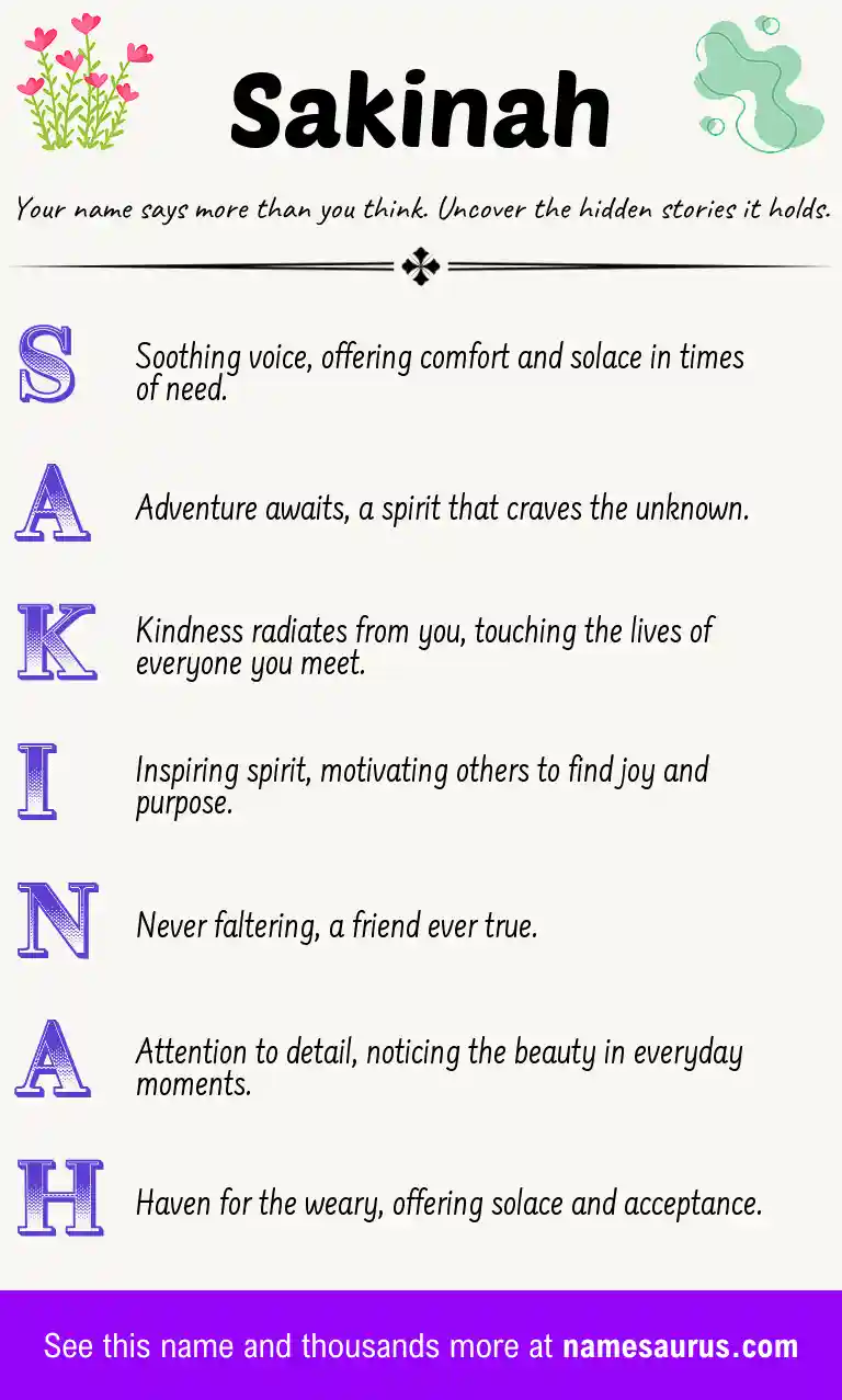 Acrostic poem about Sakinah.