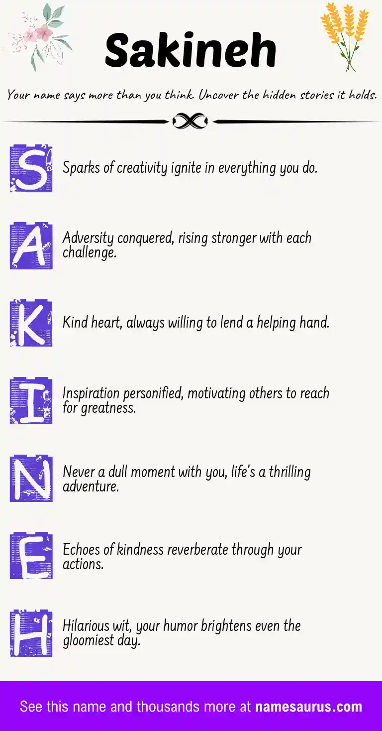 Acrostic poem about Sakineh.