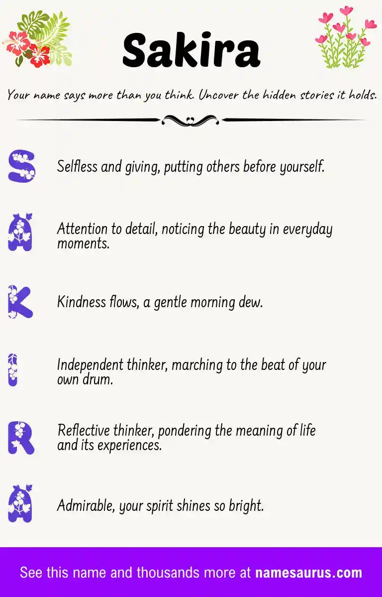 Acrostic poem about Sakira.