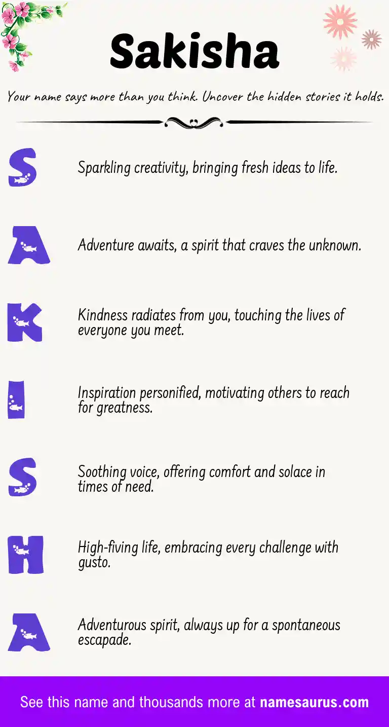 Acrostic poem about Sakisha.