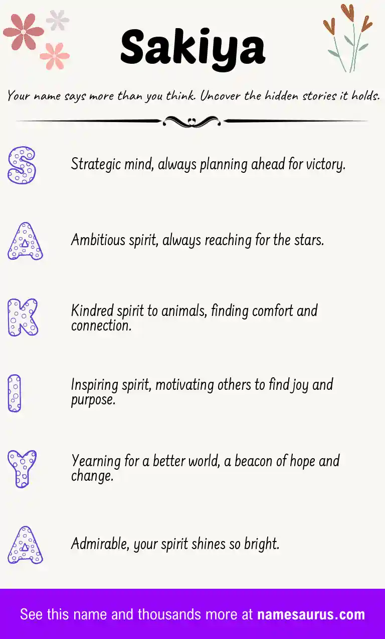 Acrostic poem about Sakiya.