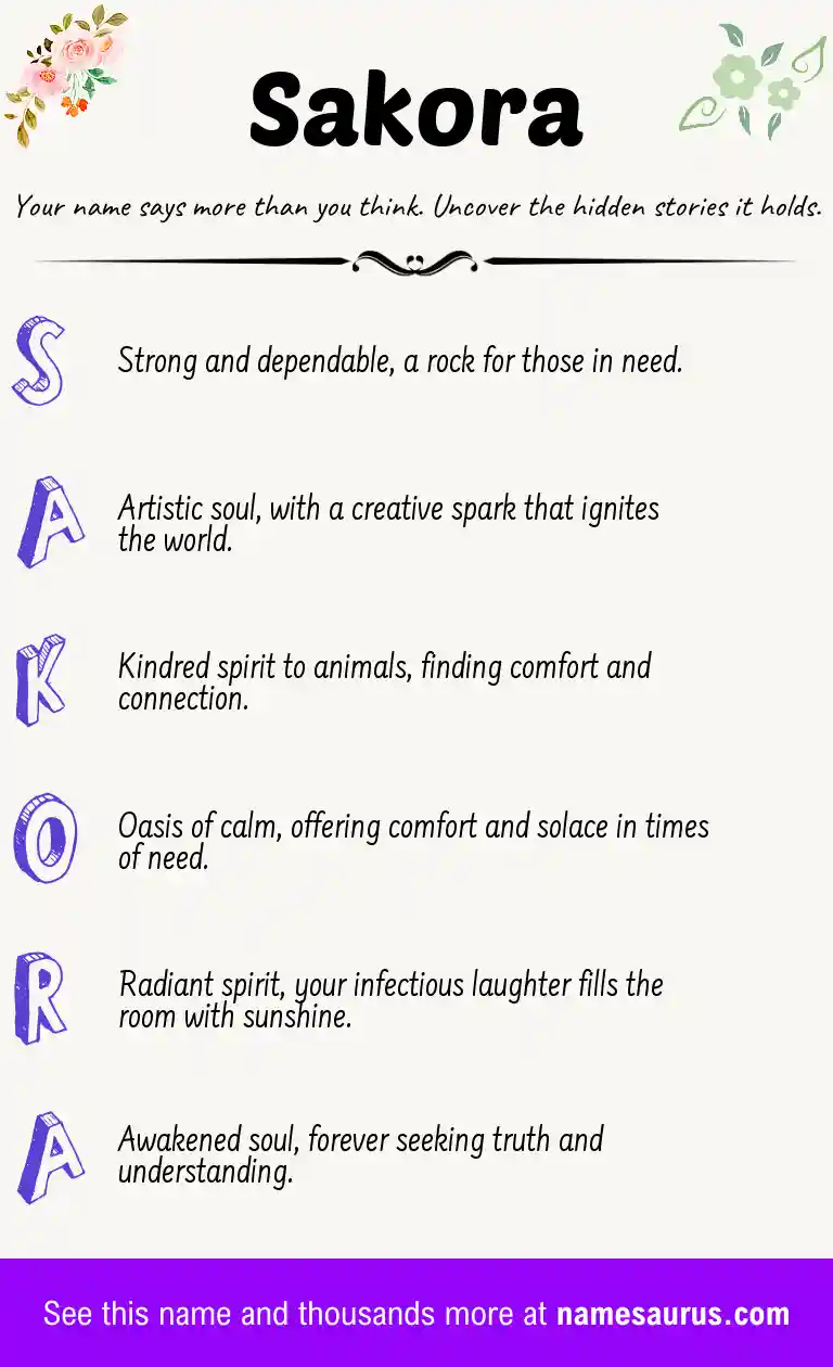 Acrostic poem about Sakora.