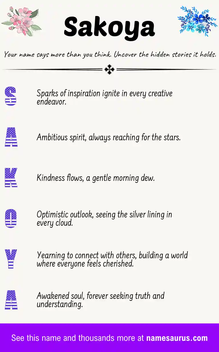 Acrostic poem about Sakoya.