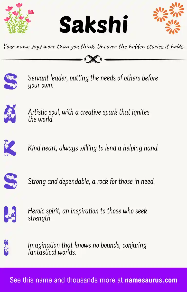 Acrostic poem about Sakshi.