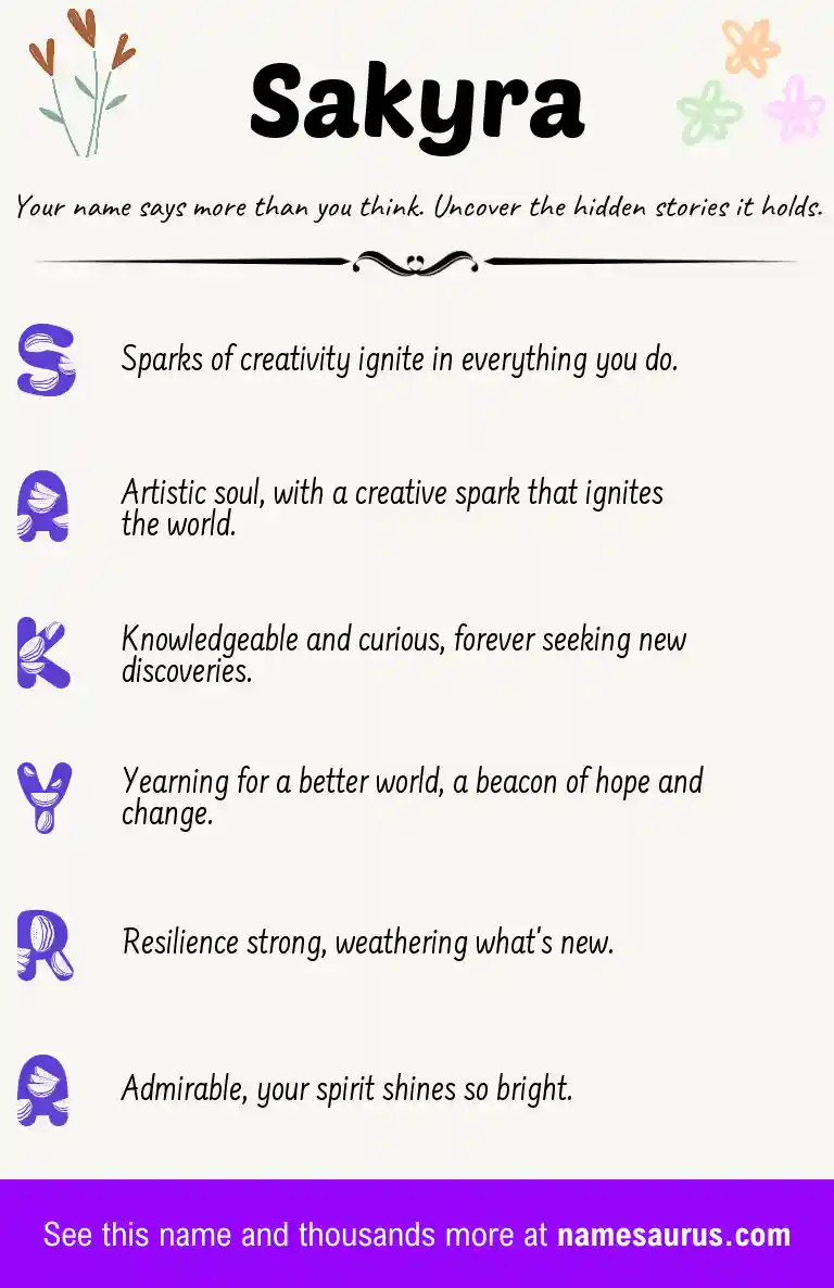 Acrostic poem about Sakyra.