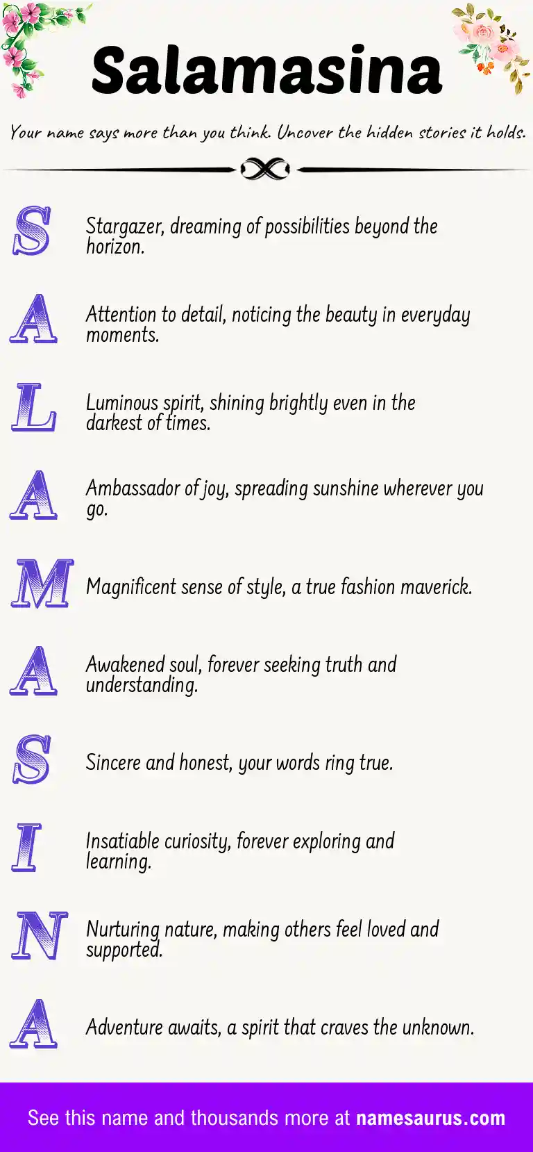 Acrostic poem about Salamasina.