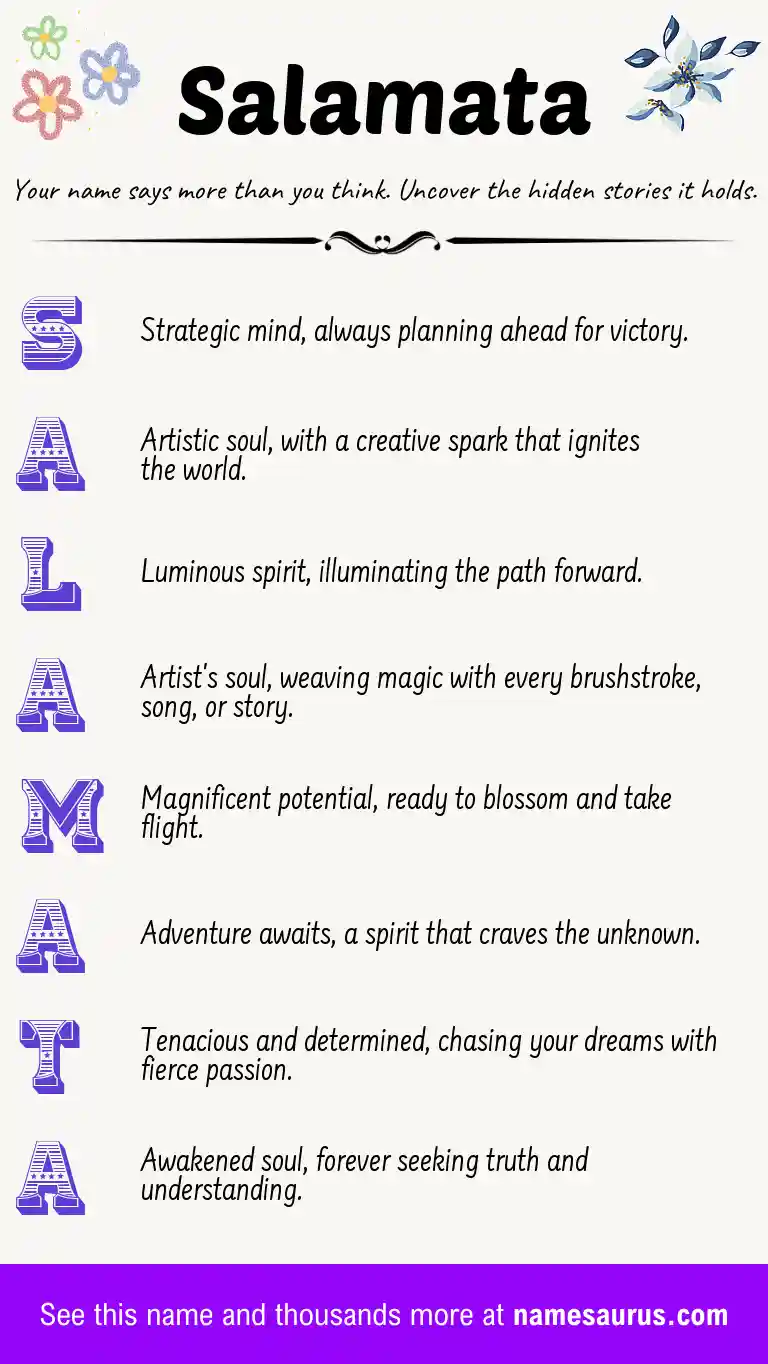 Acrostic poem about Salamata.
