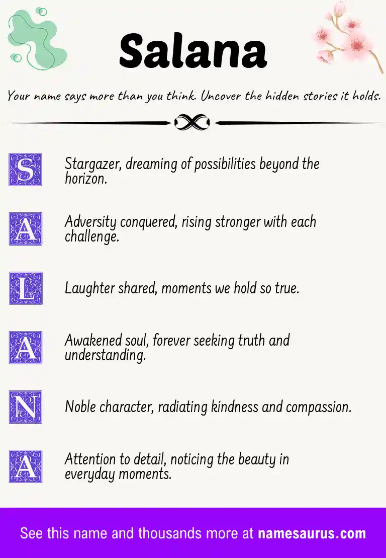 Acrostic poem about Salana.