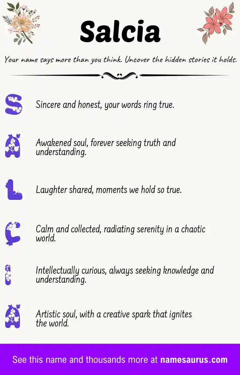 Acrostic poem about Salcia.