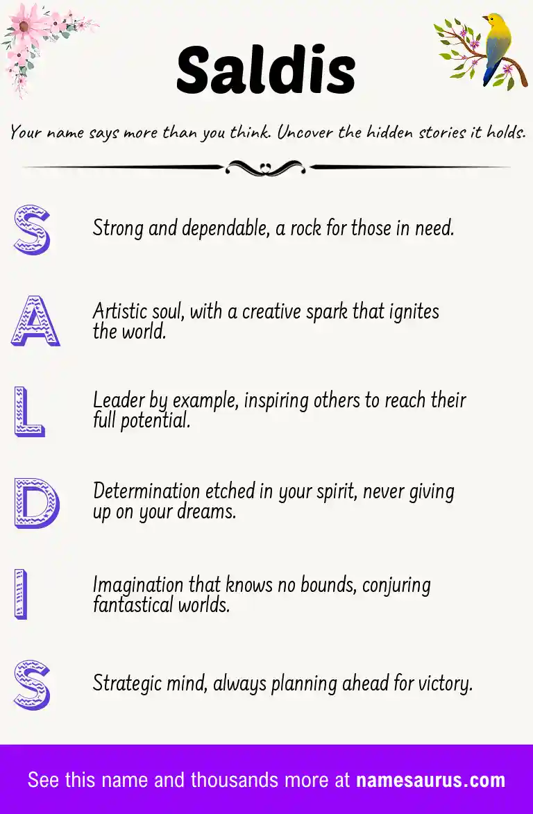 Acrostic poem about Saldis.