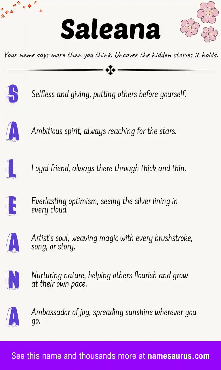 Acrostic poem about Saleana.