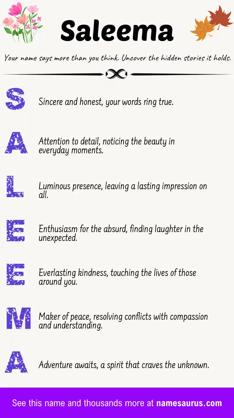Acrostic poem about Saleema.