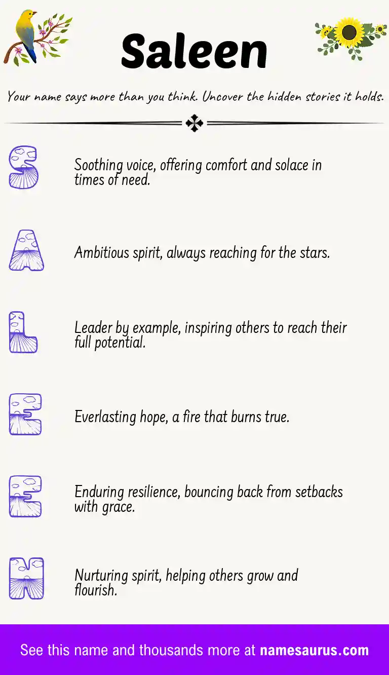 Acrostic poem about Saleen.