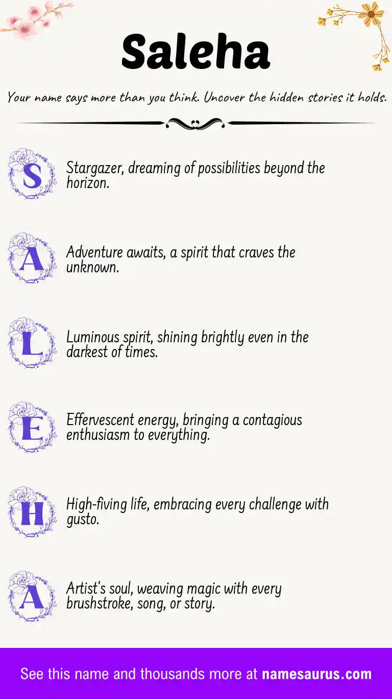 Acrostic poem about Saleha.
