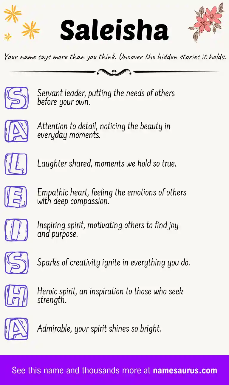 Acrostic poem about Saleisha.
