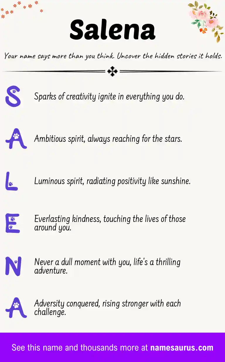 Acrostic poem about Salena.