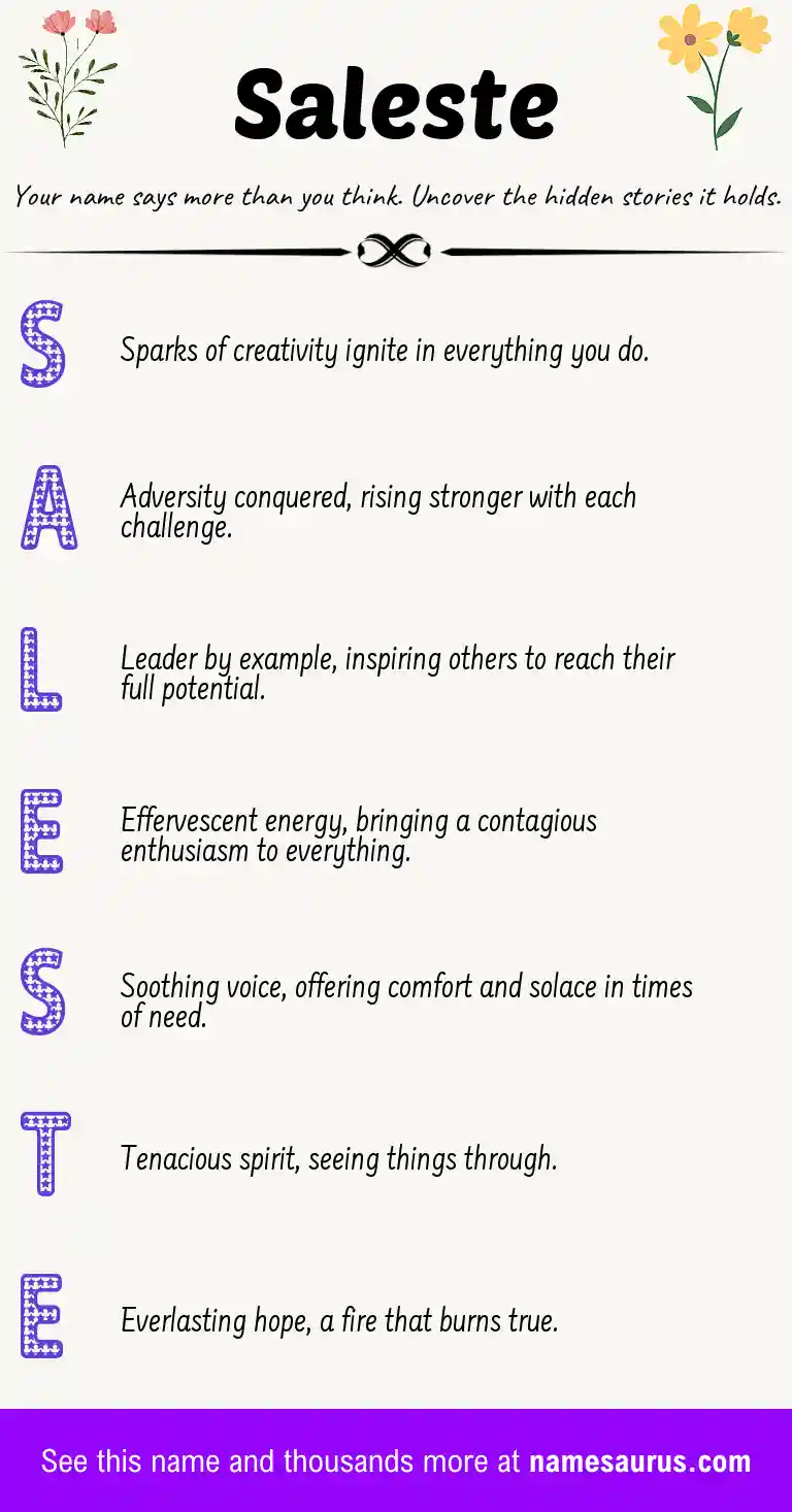 Acrostic poem about Saleste.