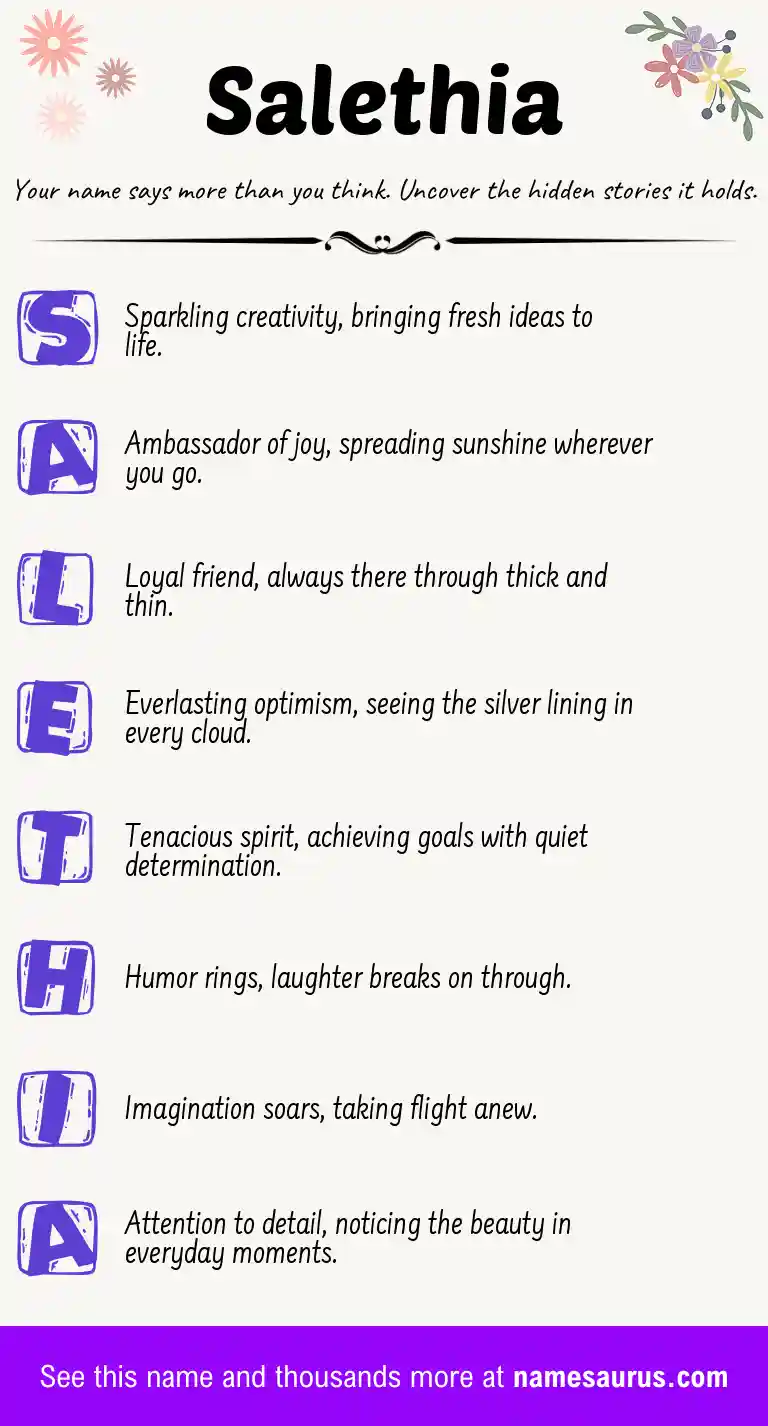 Acrostic poem about Salethia.