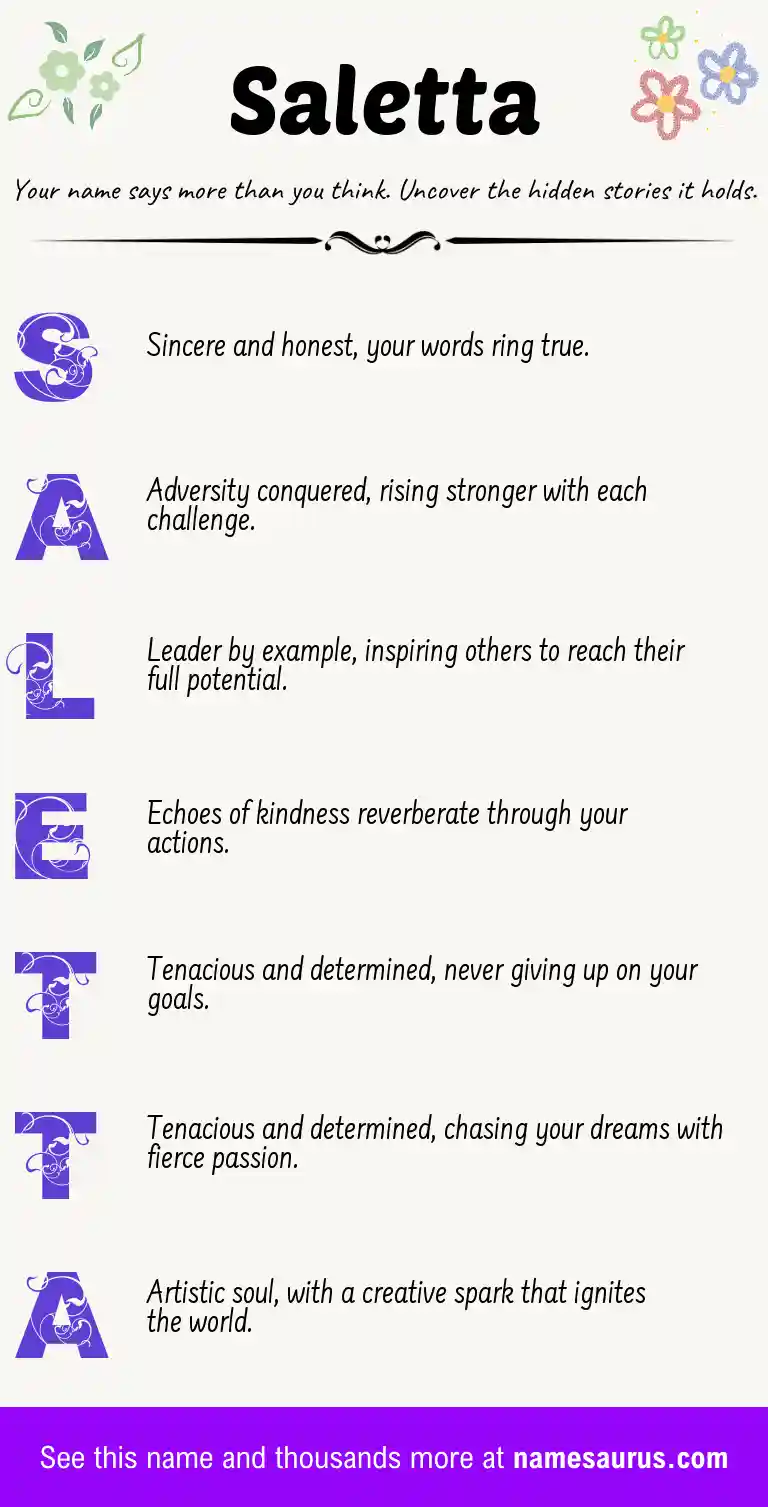 Acrostic poem about Saletta.