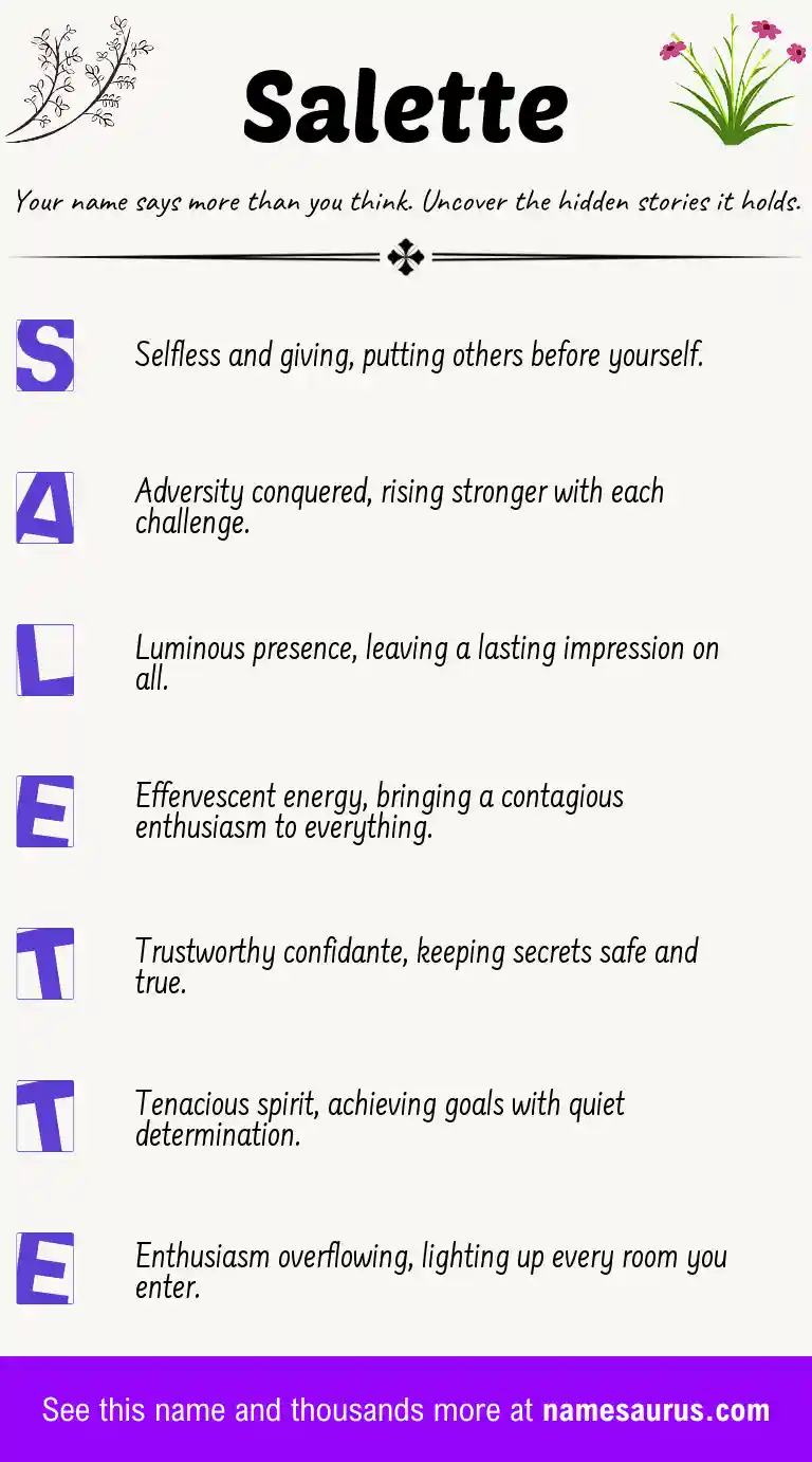 Acrostic poem about Salette.