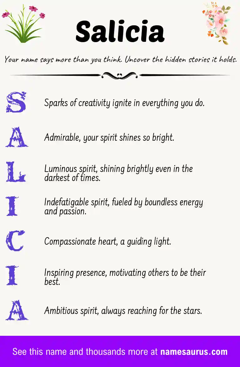 Acrostic poem about Salicia.