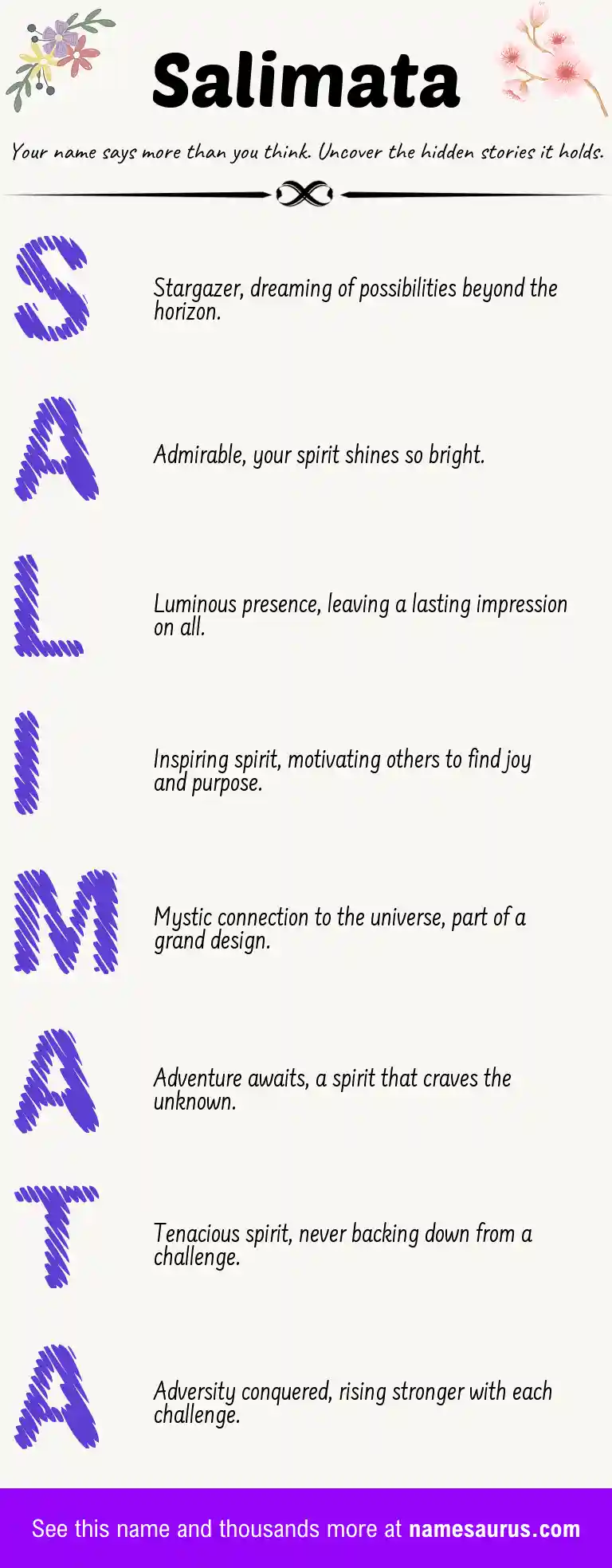 Acrostic poem about Salimata.