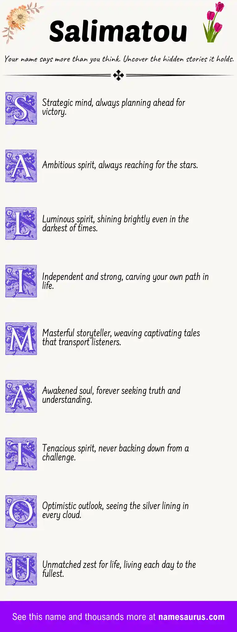 Acrostic poem about Salimatou.