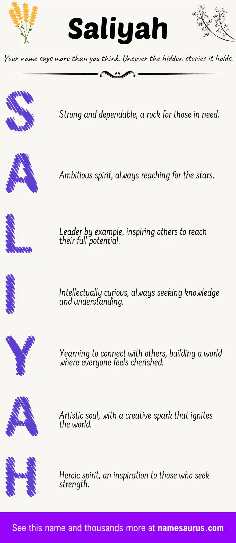 Acrostic poem about Saliyah.