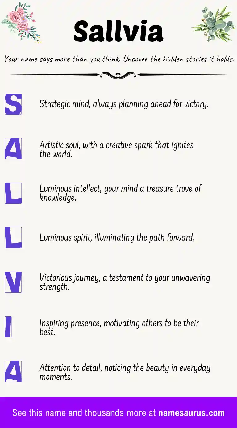 Acrostic poem about Sallvia.