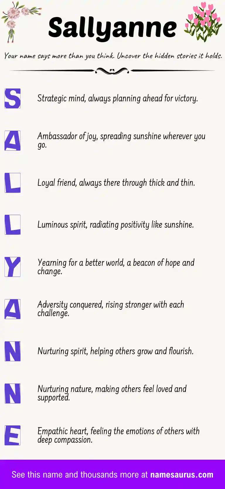 Acrostic poem about Sallyanne.