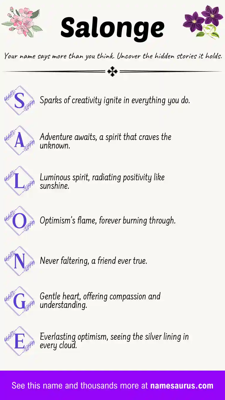 Acrostic poem about Salonge.