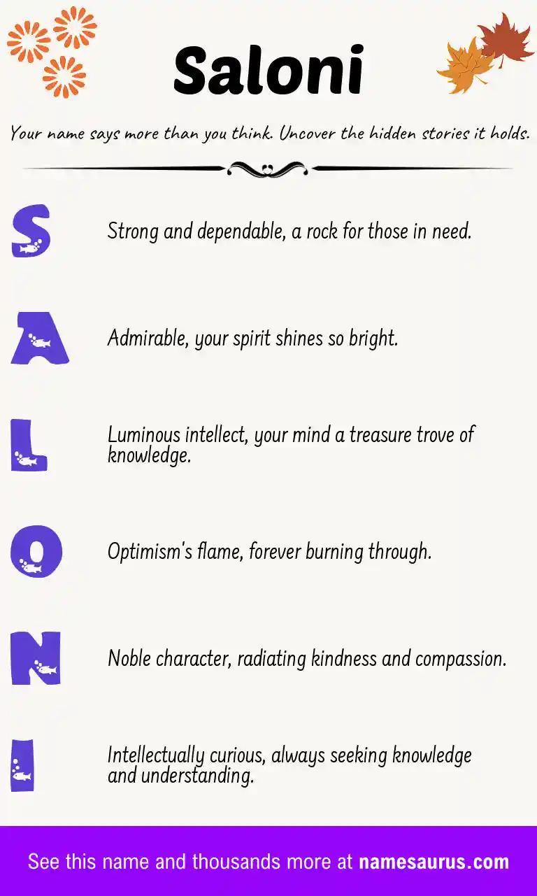 Acrostic poem about Saloni.