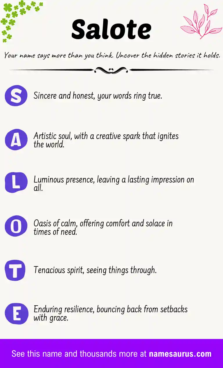Acrostic poem about Salote.