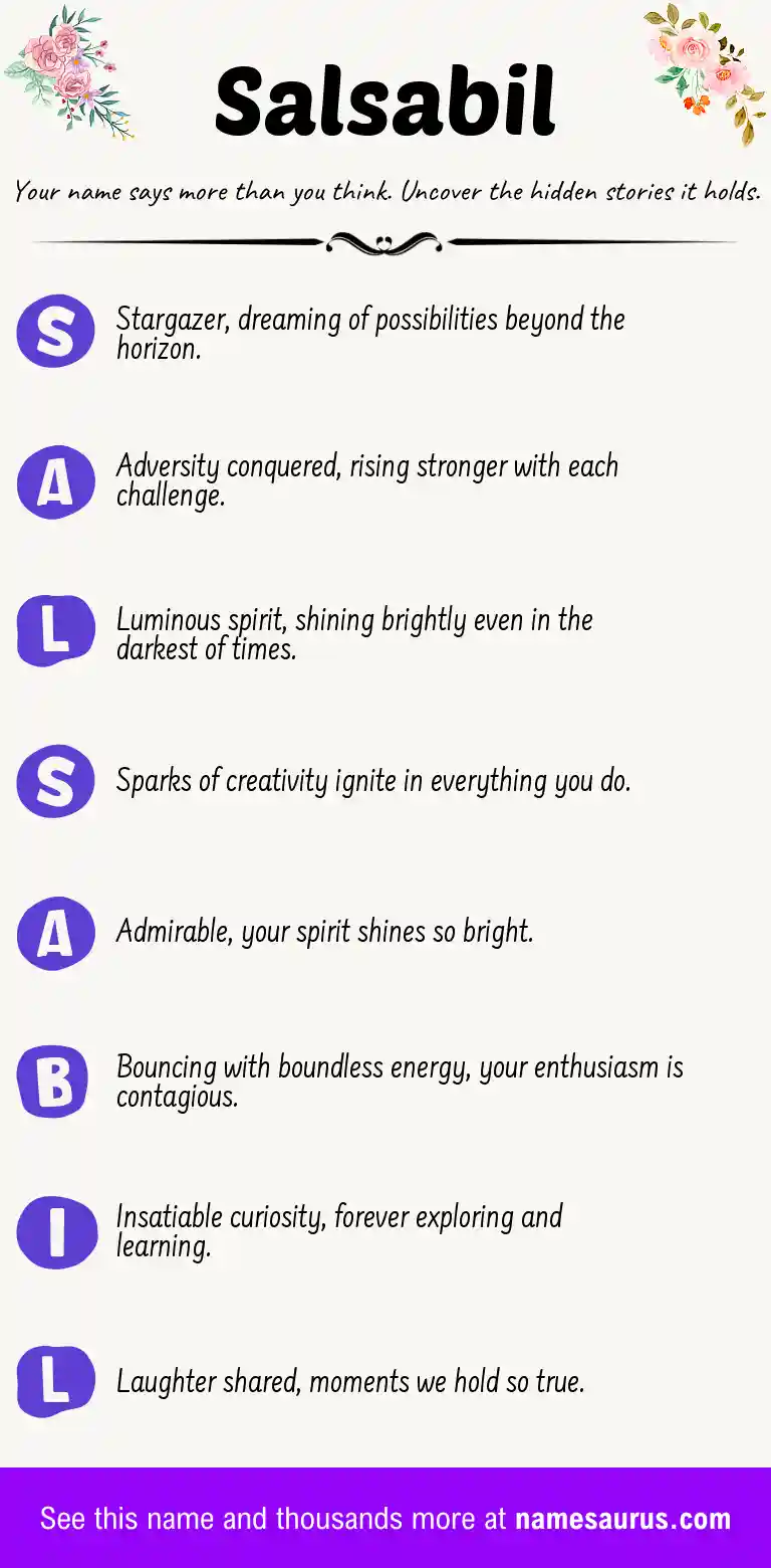 Acrostic poem about Salsabil.