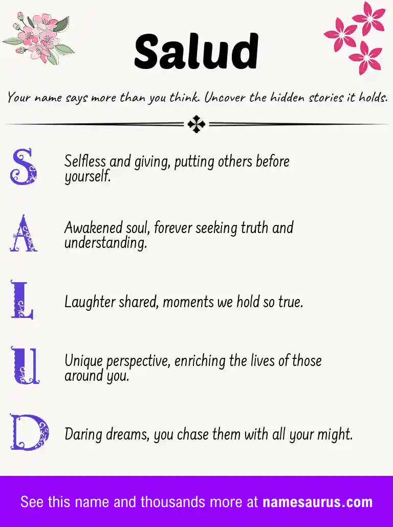 Acrostic poem about Salud.